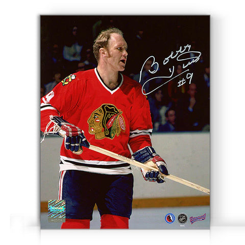 Bobby Hull firmó una fotografía de 8 x 10 en primer plano de los Chicago Blackhawks