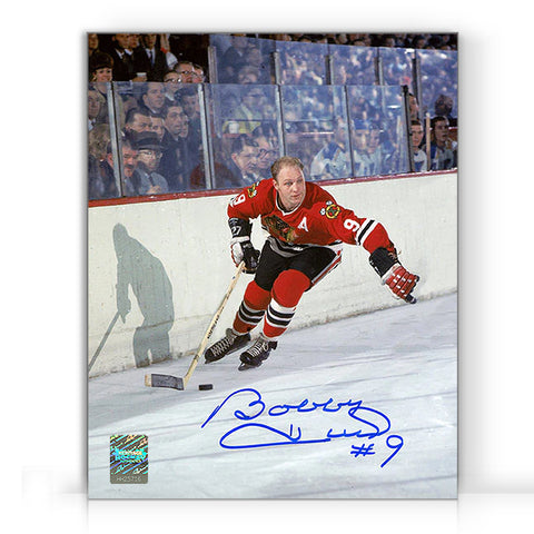 Fotografía de 8 x 10 firmada por Bobby Hull de los Chicago Blackhawks Golden Jet