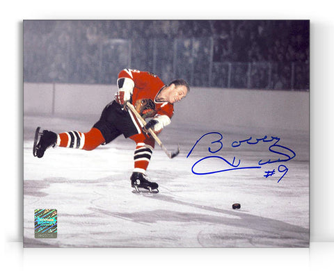 Bobby Hull firmó la foto de 8x10 del récord de gol número 51 de los Chicago Blackhawks