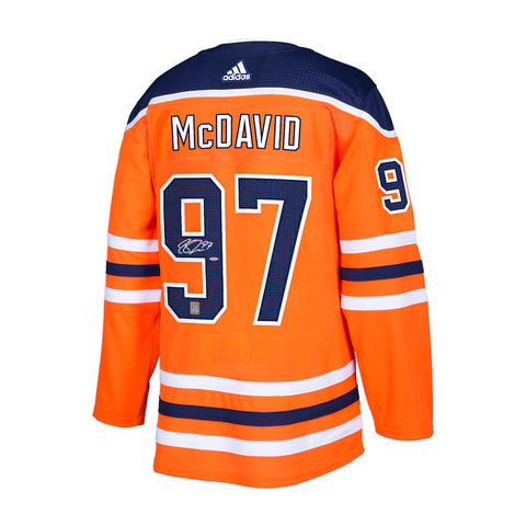 Camiseta de local Adidas Pro de los Edmonton Oilers firmada por Connor McDavid