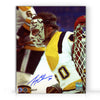 Gerry Cheevers firmó una fotografía de 8 x 10 en primer plano de los Boston Bruins