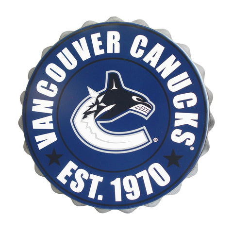 Logotipo de pared con tapas de botellas de los Vancouver Canucks de la NHL