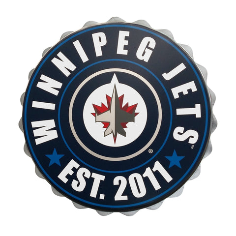Logotipo de pared con tapas de botellas de los Winnipeg Jets de la NHL