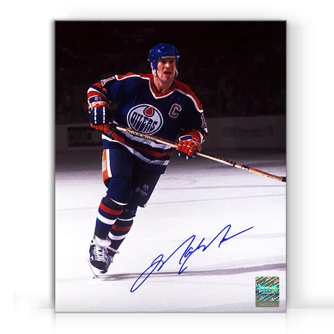 Fotografía de 8 x 10 firmada por Mark Messier como capitán de los Edmonton Oilers
