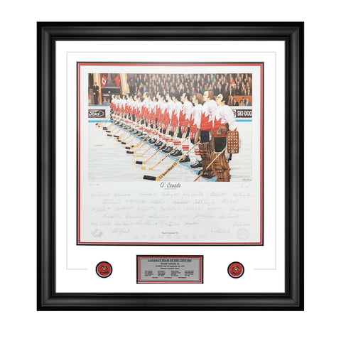 Impresión de la edición de aniversario firmada de la Summit Series de 1972 del equipo de Canadá de O' Canada /172