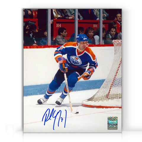 Fotografía de 8 x 10 firmada por Paul Coffey de Edmonton Oilers