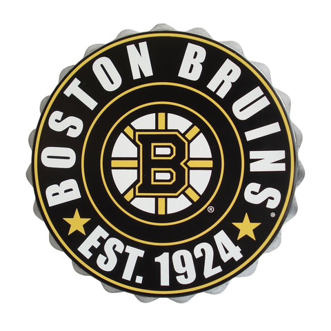 Logotipo de pared con tapas de botellas de la NHL de los Boston Bruins