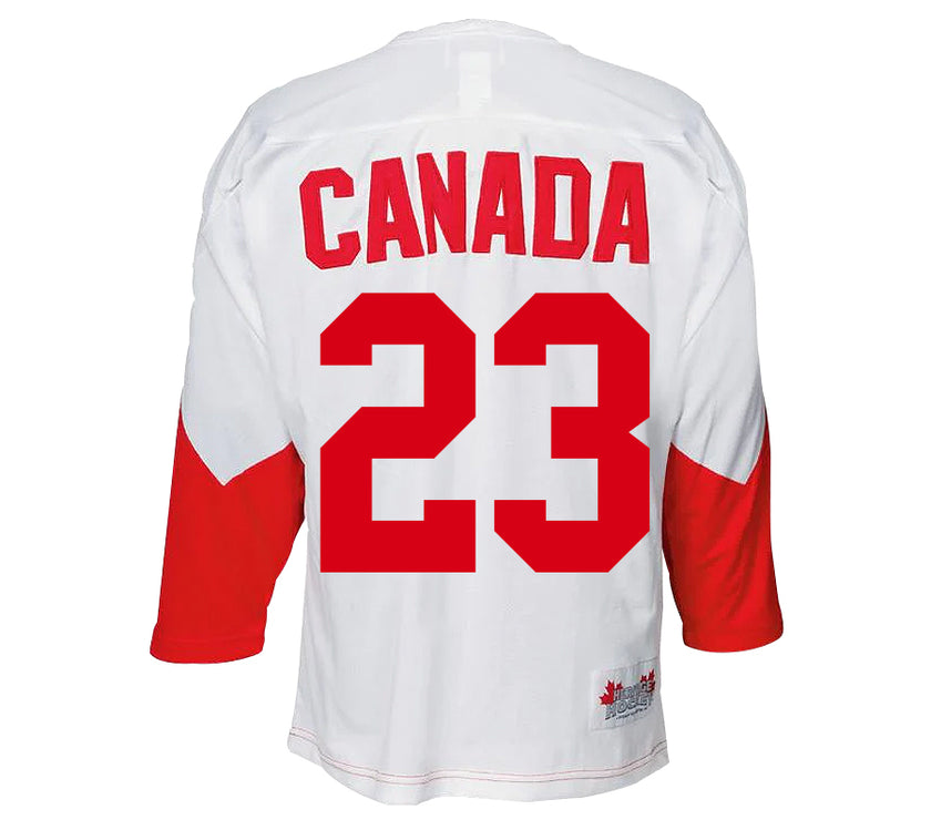 Camiseta de visitante del equipo de Canadá 1972, color blanco