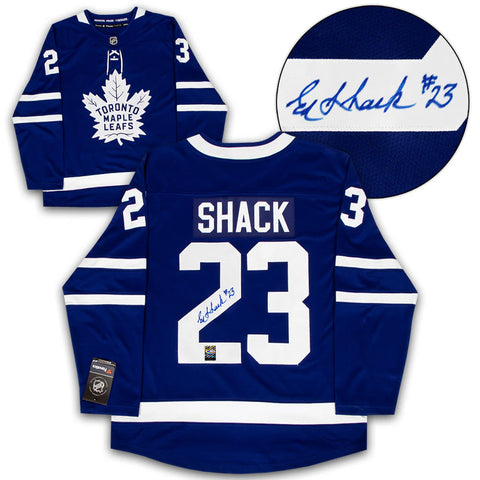 Camiseta de fanático de los Toronto Maple Leafs firmada por Eddie Shack