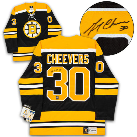 Camiseta vintage de los fanáticos de los Boston Bruins firmada por Gerry Cheevers