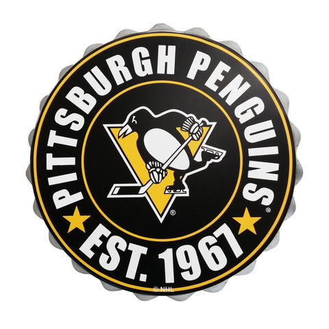 Logotipo de pared con tapas de botellas de los Pittsburgh Penguins de la NHL
