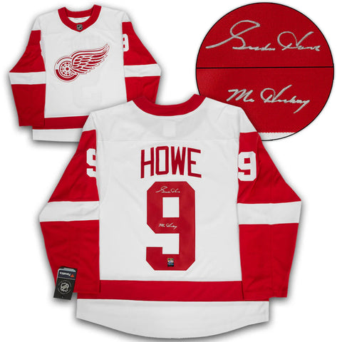 Camiseta de visitante de los fanáticos de los Detroit Red Wings firmada por Gordie Howe