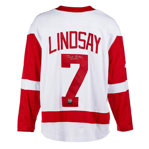Camiseta de visitante de los Detroit Red Wings firmada por Ted Lindsay