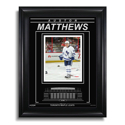 Fotografía enmarcada grabada de Auston Matthews Toronto Maple Leafs: juego de 4 goles