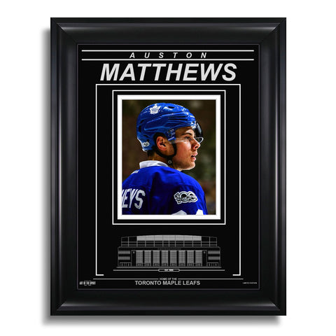 Fotografía enmarcada grabada de Auston Matthews Toronto Maple Leafs (primer plano)