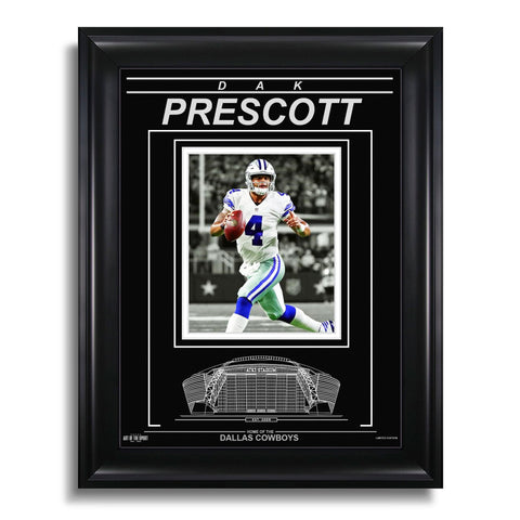 Fotografía enmarcada grabada de Dak Prescott, Dallas Cowboys - Focus