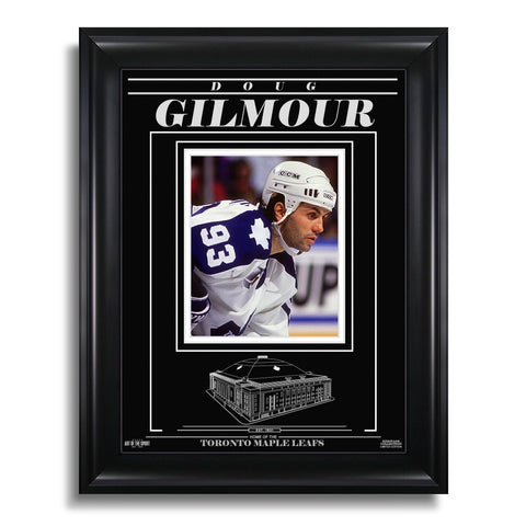 Fotografía enmarcada grabada de los Toronto Maple Leafs de Doug Gilmour (primer plano)