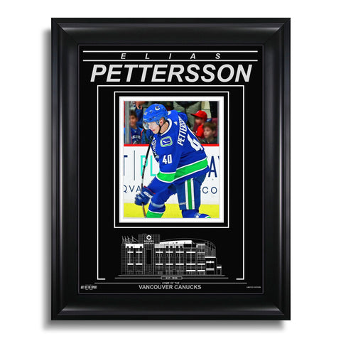Fotografía enmarcada grabada de Elias Pettersson, Vancouver Canucks - Action Flex