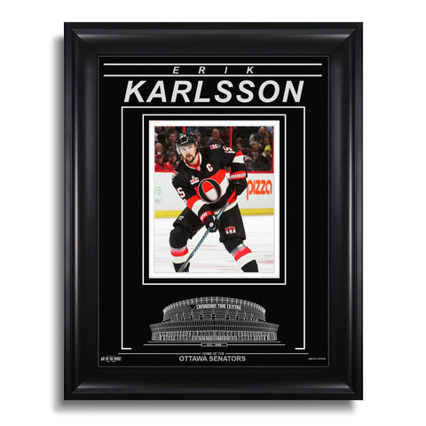 Fotografía enmarcada grabada de Erik Karlsson, Ottawa Senators - Action Third