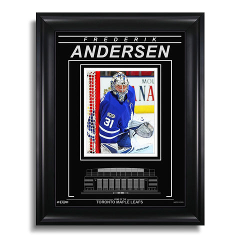 Fotografía enmarcada grabada de los Toronto Maple Leafs de Frederik Andersen - Focus
