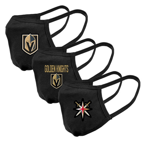 Paquete de 3 mascarillas reutilizables con el logotipo del equipo de la NHL de los Vegas Golden Knights unisex
