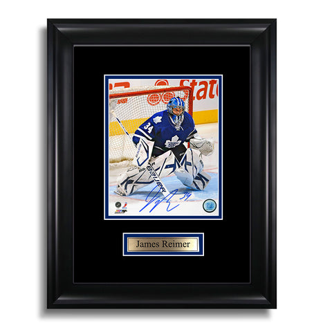 Fotografía enmarcada firmada por James Reimer de los Toronto Maple Leafs