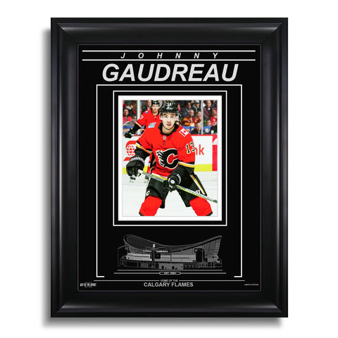 Fotografía enmarcada grabada de Johnny Gaudreau Calgary Flames - Primer plano
