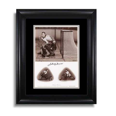 Impresión de la serie Legends de 12 x 15 de los Toronto Maple Leafs firmada por Johnny Bower