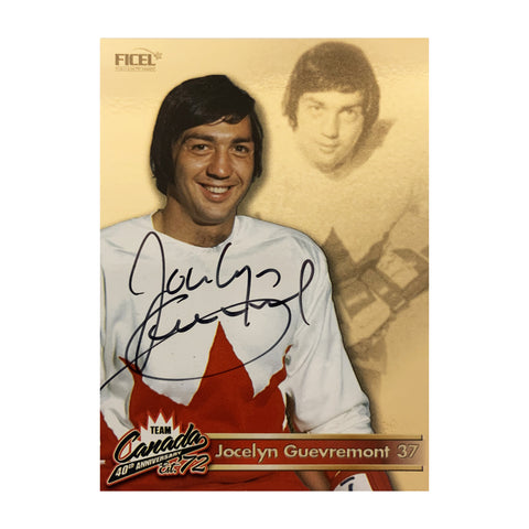 Tarjeta oficial firmada por Jocelyn Guevremont #37 del equipo de Canadá por el 40.° aniversario de 1972