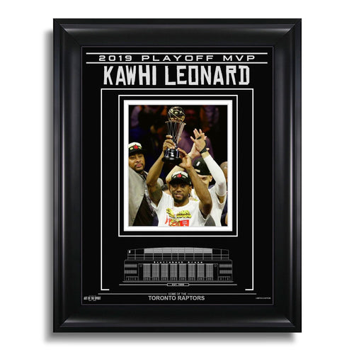 Fotografía enmarcada grabada de Kawhi Leonard de los Toronto Raptors: MVP de los playoffs de 2019