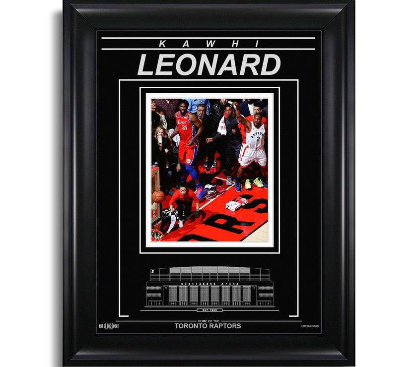 Fotografía enmarcada grabada de Kawhi Leonard de los Toronto Raptors: ganador del séptimo partido