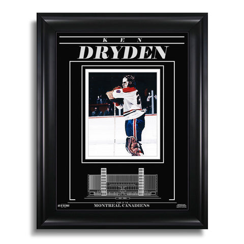 Fotografía enmarcada grabada de Ken Dryden de los Montreal Canadiens: Standing Tall