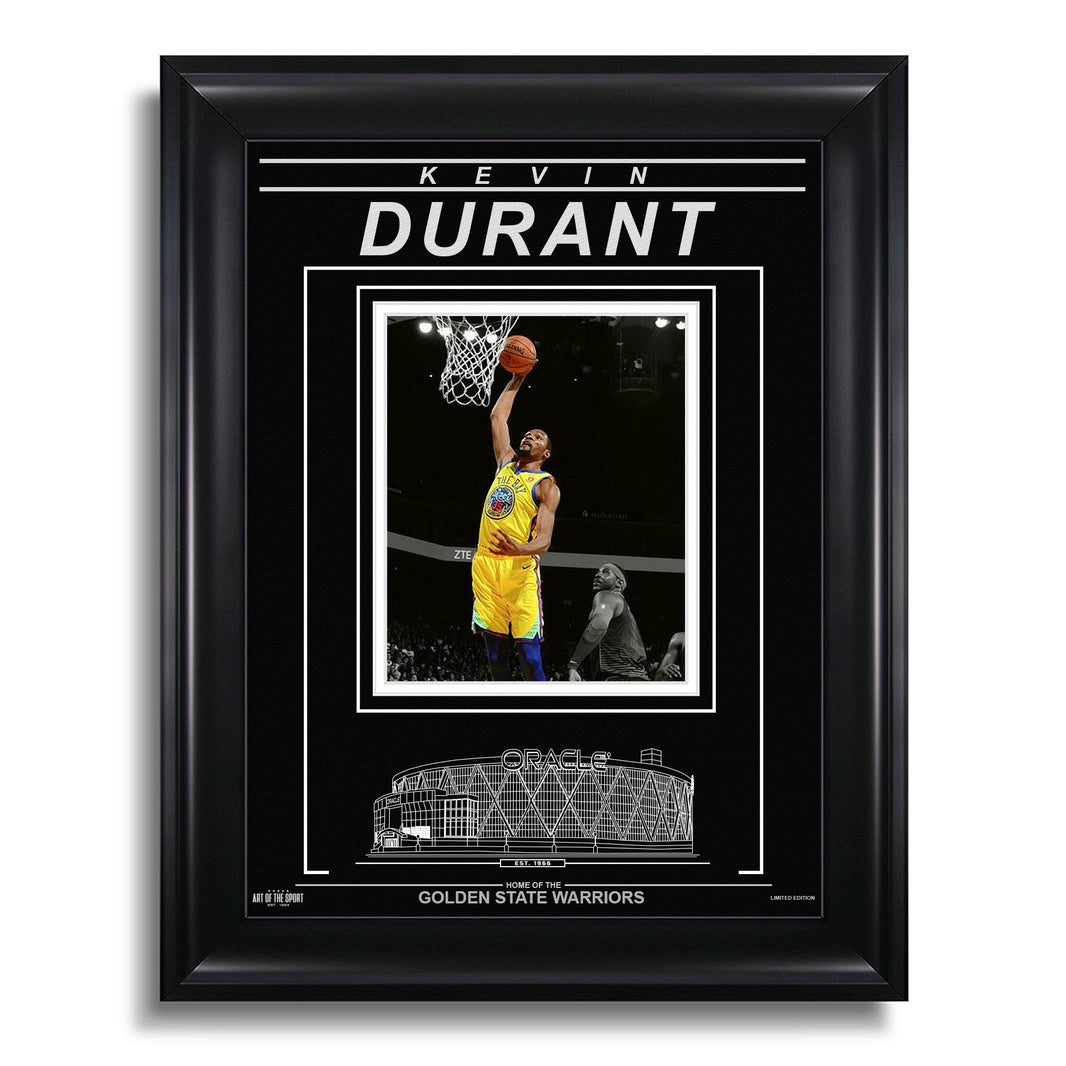 Fotografía enmarcada grabada de Kevin Durant, Golden State Warriors - Action Spotlight