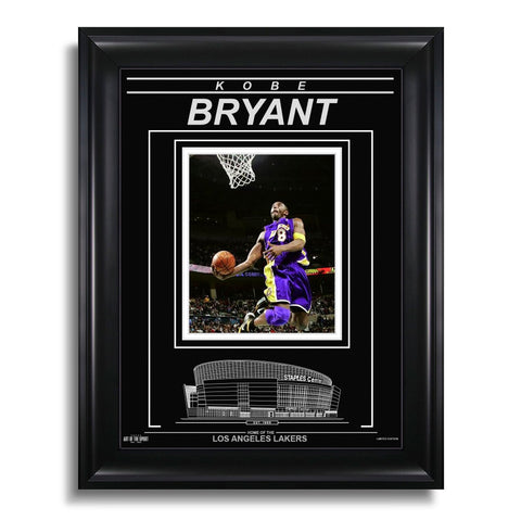 Fotografía enmarcada grabada de Kobe Bryant de Los Angeles Lakers - Focus
