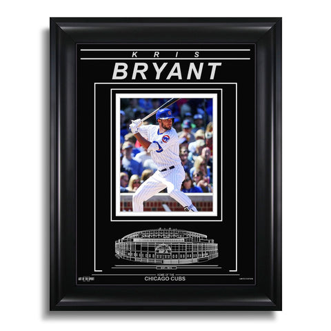 Fotografía enmarcada grabada de Kris Bryant de los Chicago Cubs - Action Hit