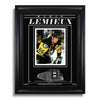 Fotografía enmarcada grabada de Mario Lemieux de los Pittsburgh Penguins (primer plano)