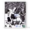 Fotografía de 8 x 10 firmada por Paul Henderson y Vladimir Tretiak del gol de la victoria del octavo partido de la Summit Series de 1972