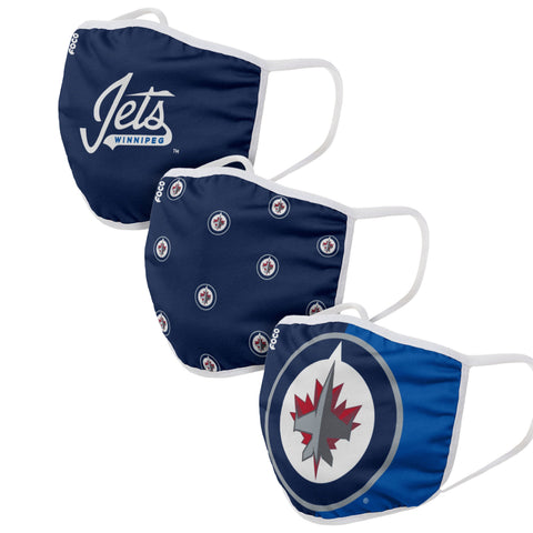 Pack de 3 mascarillas reutilizables unisex de la NHL Winnipeg Jets