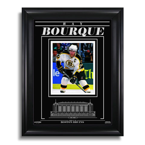 Fotografía enmarcada grabada de Ray Bourque de los Boston Bruins - Focus