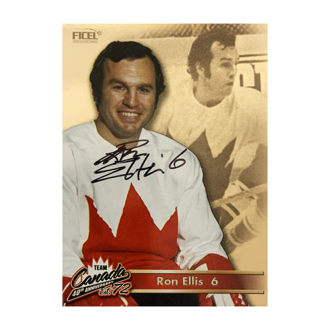 Tarjeta oficial firmada por Ron Ellis #6 del 40.° aniversario del equipo de Canadá de 1972