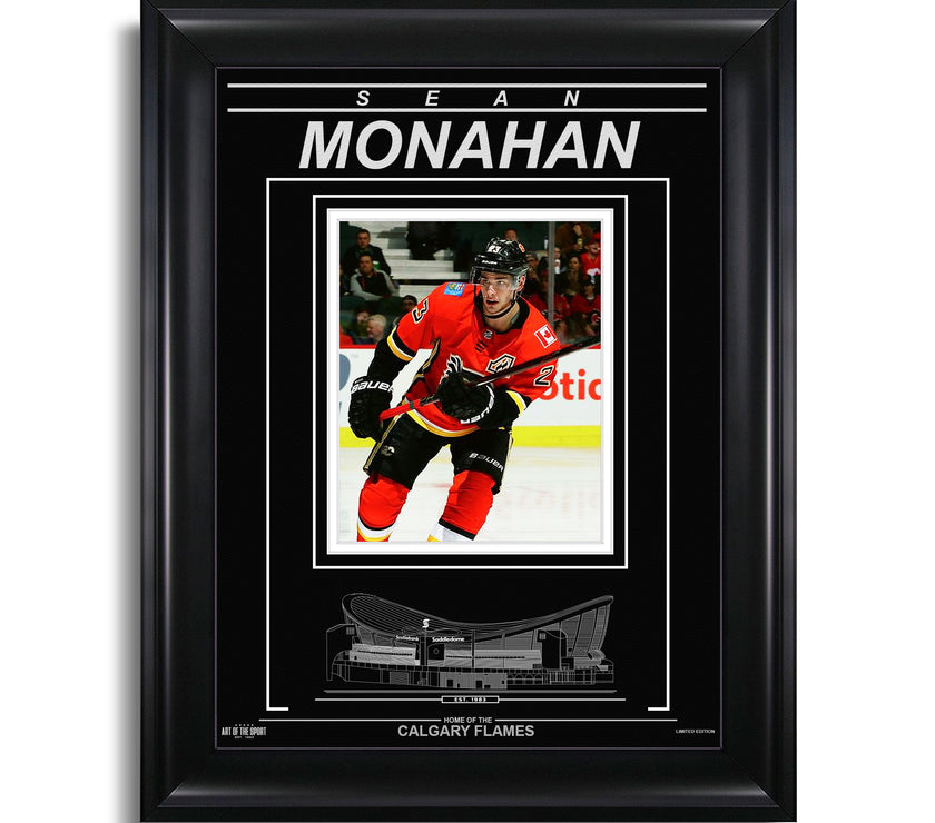 Sean Monahan Calgary Flames Engraved Framed Photo - Closeup - Heritage Hockey™