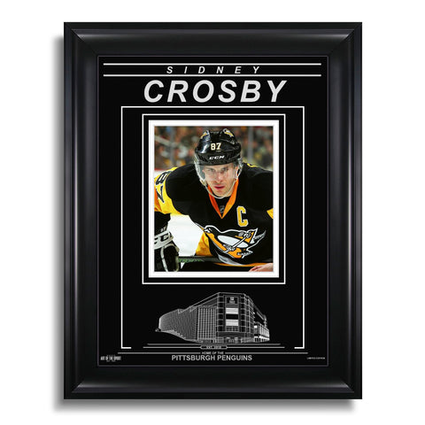 Fotografía enmarcada grabada de Sidney Crosby de los Pittsburgh Penguins (primer plano)