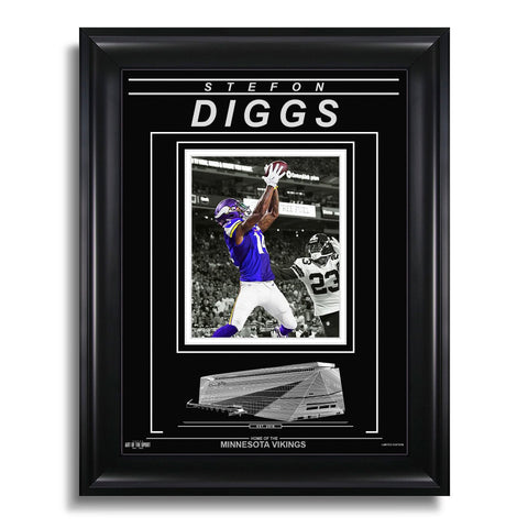 Fotografía enmarcada grabada de Stefon Diggs de Minnesota Vikings - Action Catch