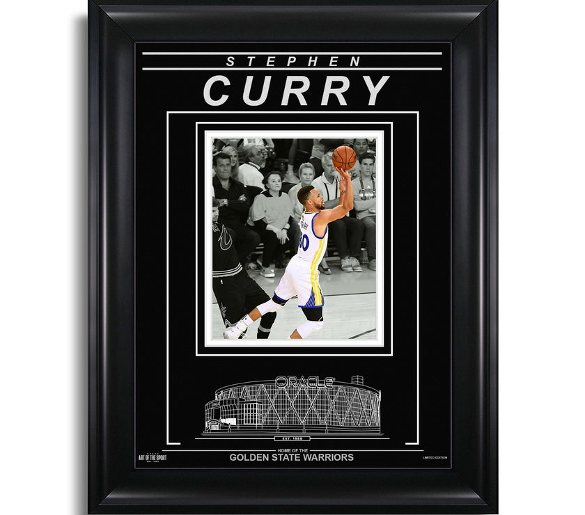 Fotografía enmarcada grabada de Stephen Curry, Golden State Warriors - Action Spotlight