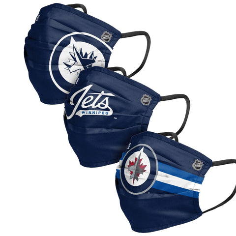 Pack de 3 mascarillas plisadas reutilizables para el día del partido de la NHL de los Winnipeg Jets unisex