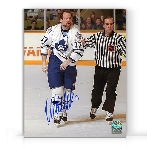 Fotografía de 8 x 10 firmada por Wendel Clark, del capitán Crunch de los Toronto Maple Leafs