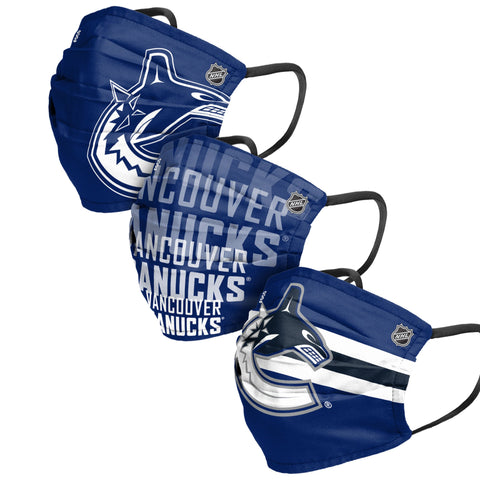 Paquete de 3 mascarillas plisadas reutilizables para los partidos de la NHL de los Vancouver Canucks unisex