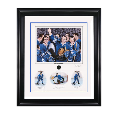 Glory Years: impresión de edición limitada firmada por Bobby Baun, Johnny Bower y Ron Ellis