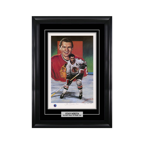 Impresión de edición limitada firmada por Stan Mikita de los Chicago Blackhawks